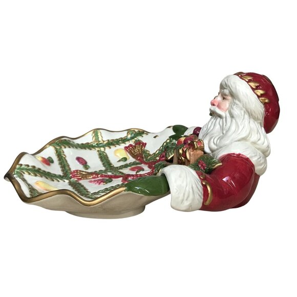Fitz And Floyd Renaissance Santa Server Hand-Painted 12 1/2" Christmas Dish - Picture 9 of 14